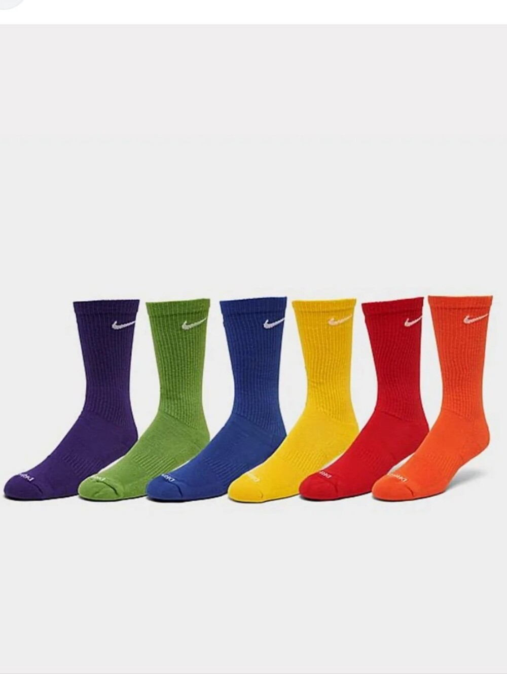 NIKE DRI-FIT Everyday Plus Crew Socks X 6 Colors Cotton Cushioned MEDIUM Y/W/M
